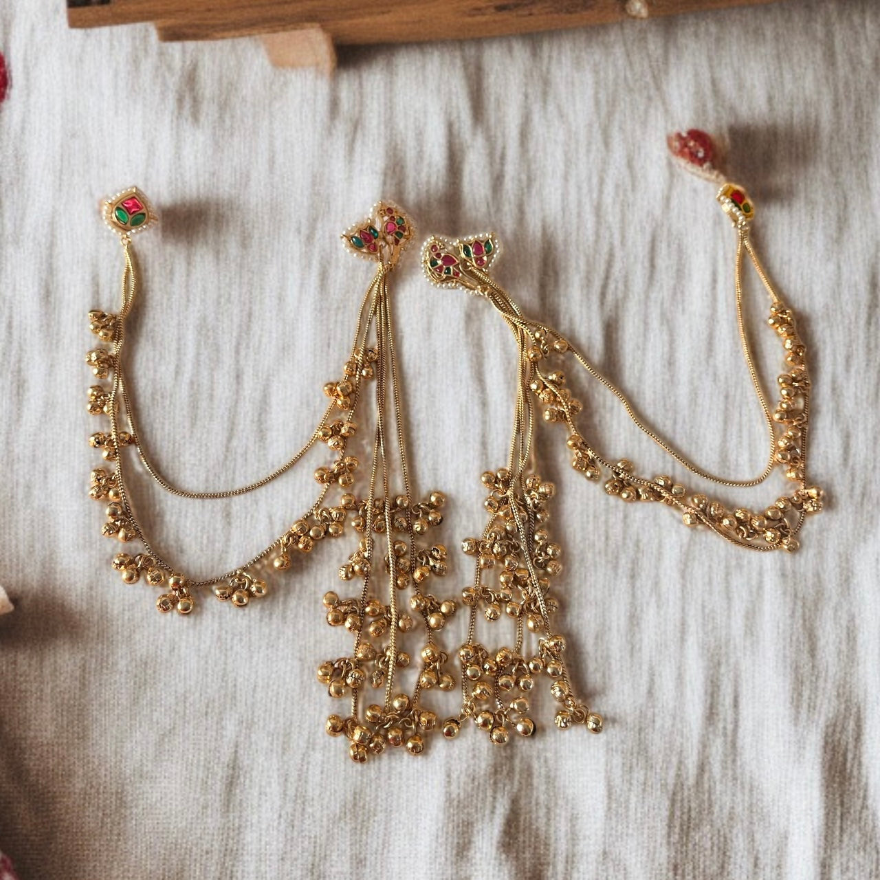 Hair Chain Ghungroo Kashmiri Earrings