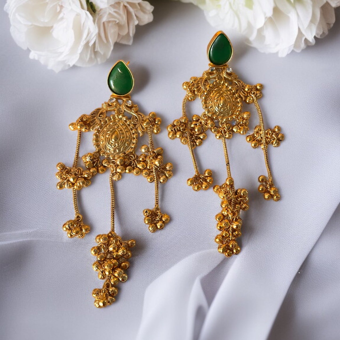 Golden Thappa Kashmiri Earrings