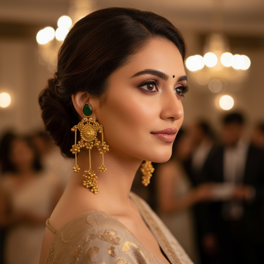 Golden Thappa Kashmiri Earrings