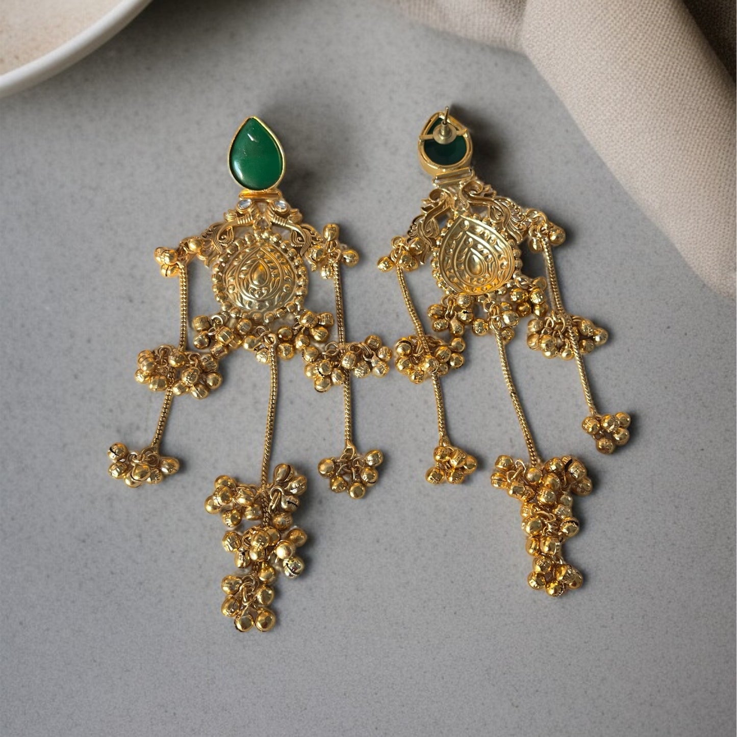 Golden Thappa Kashmiri Earrings