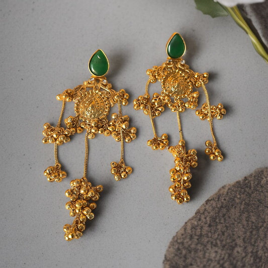 Golden Thappa Kashmiri Earrings