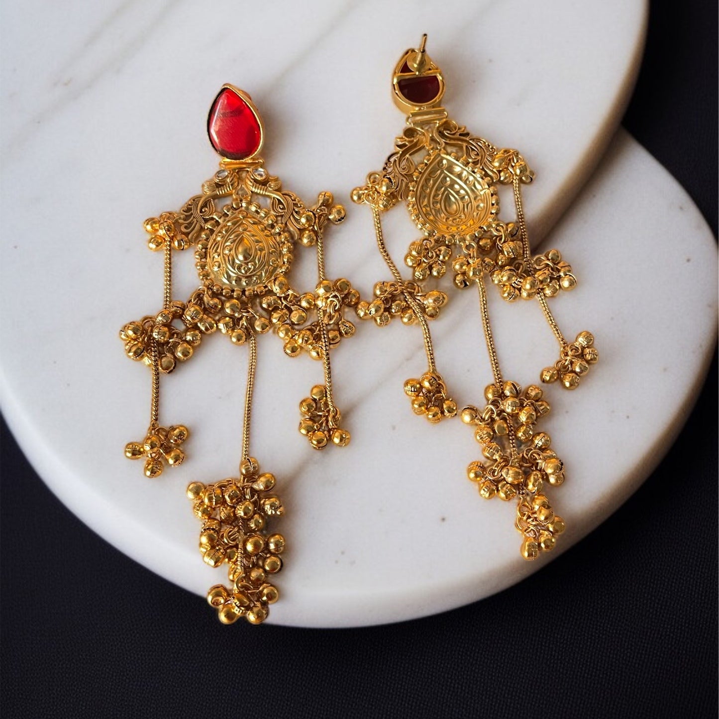 Golden Thappa Kashmiri Earrings