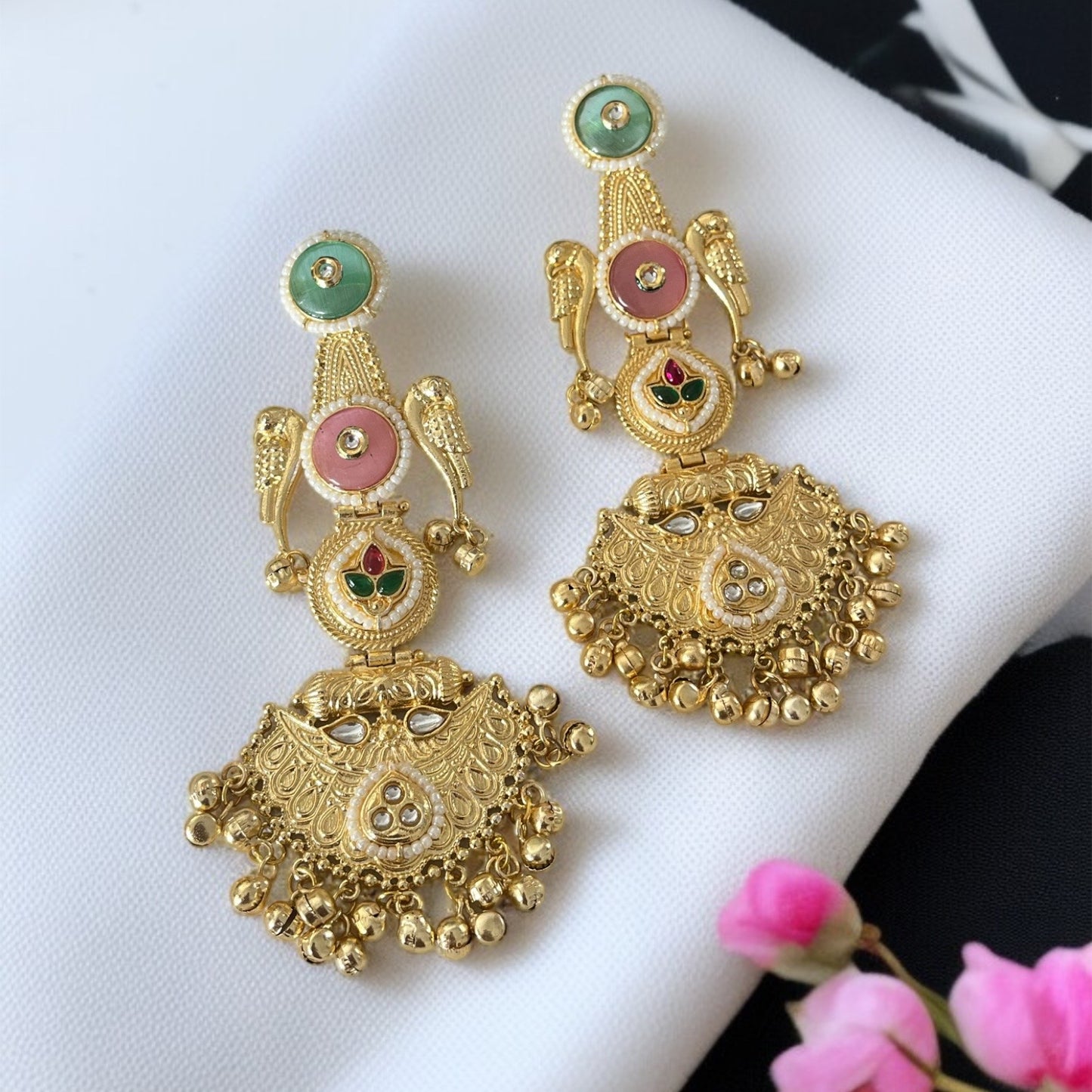 Pink & Mint Kashmiri Earrings