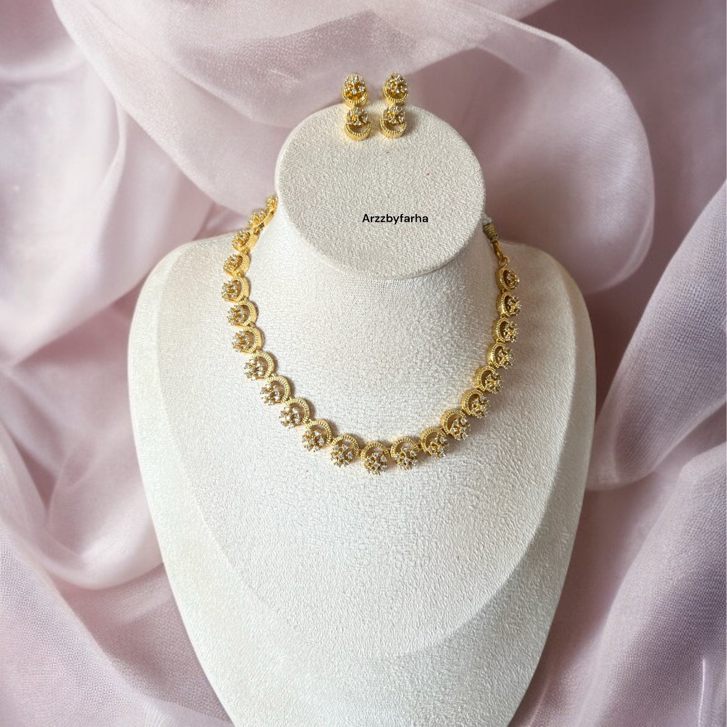 Gold AD Studded Necklace Set