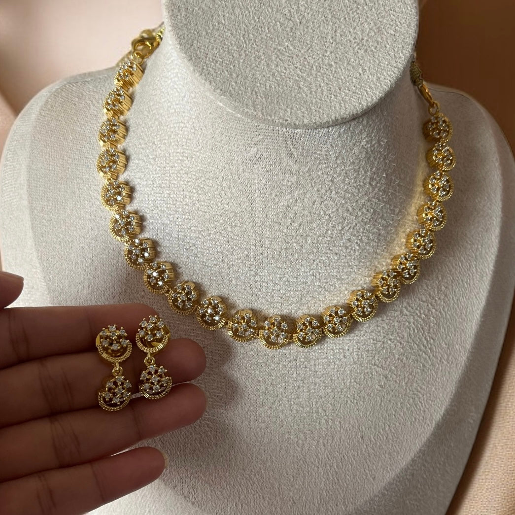 Gold AD Studded Necklace Set