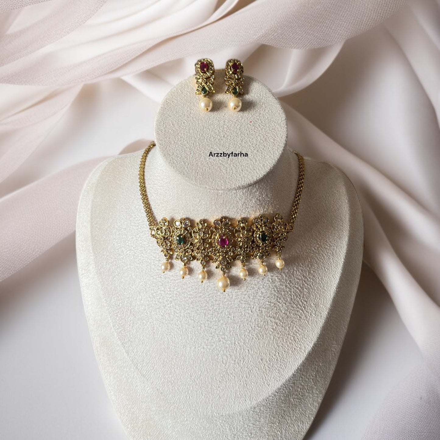 Jadau Gold AD Necklace Set