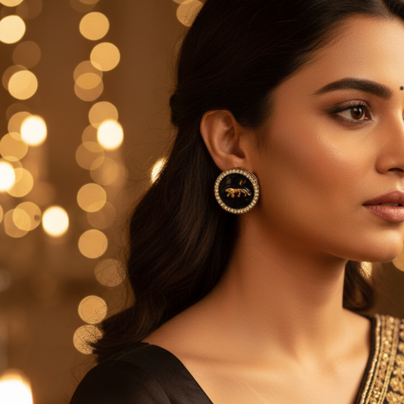 Alia Black Studs Earring