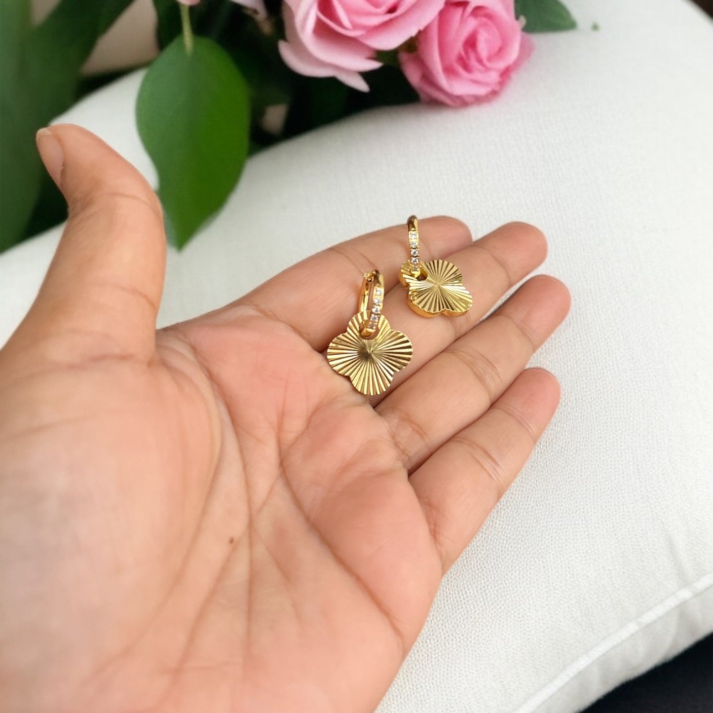 2 in 1 Clover Huggies Earrings