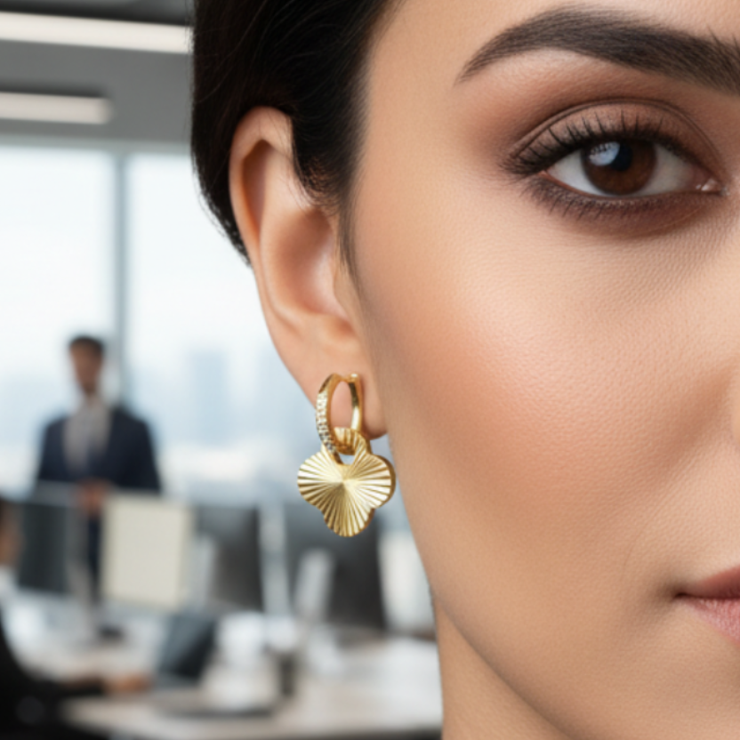 officewear earrings, clover