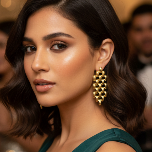 Hexagonal Grid Drop Earrings