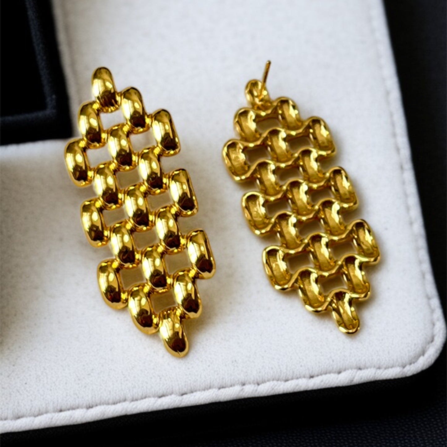 Hexagonal Grid Drop Earrings