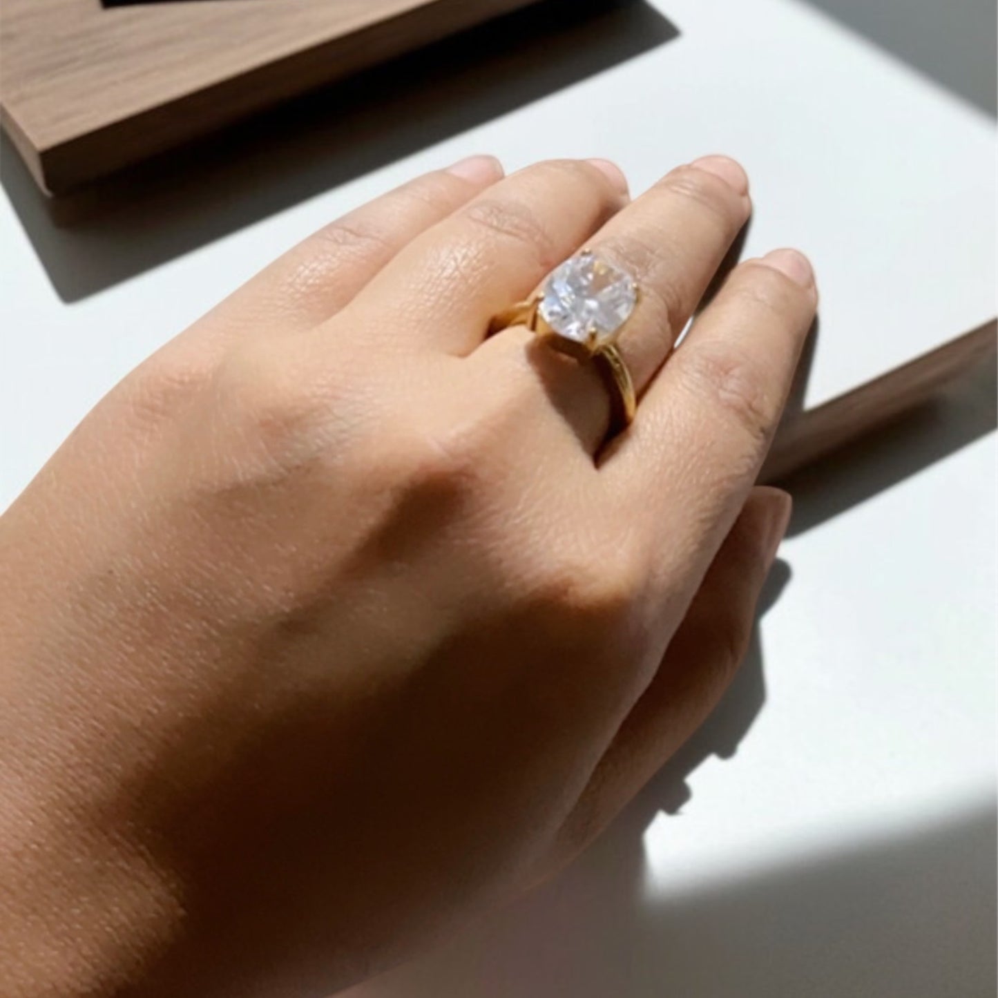 White Rhinestones Statement Ring