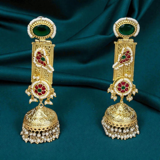 Pachi Kundan Jhumka Earrings