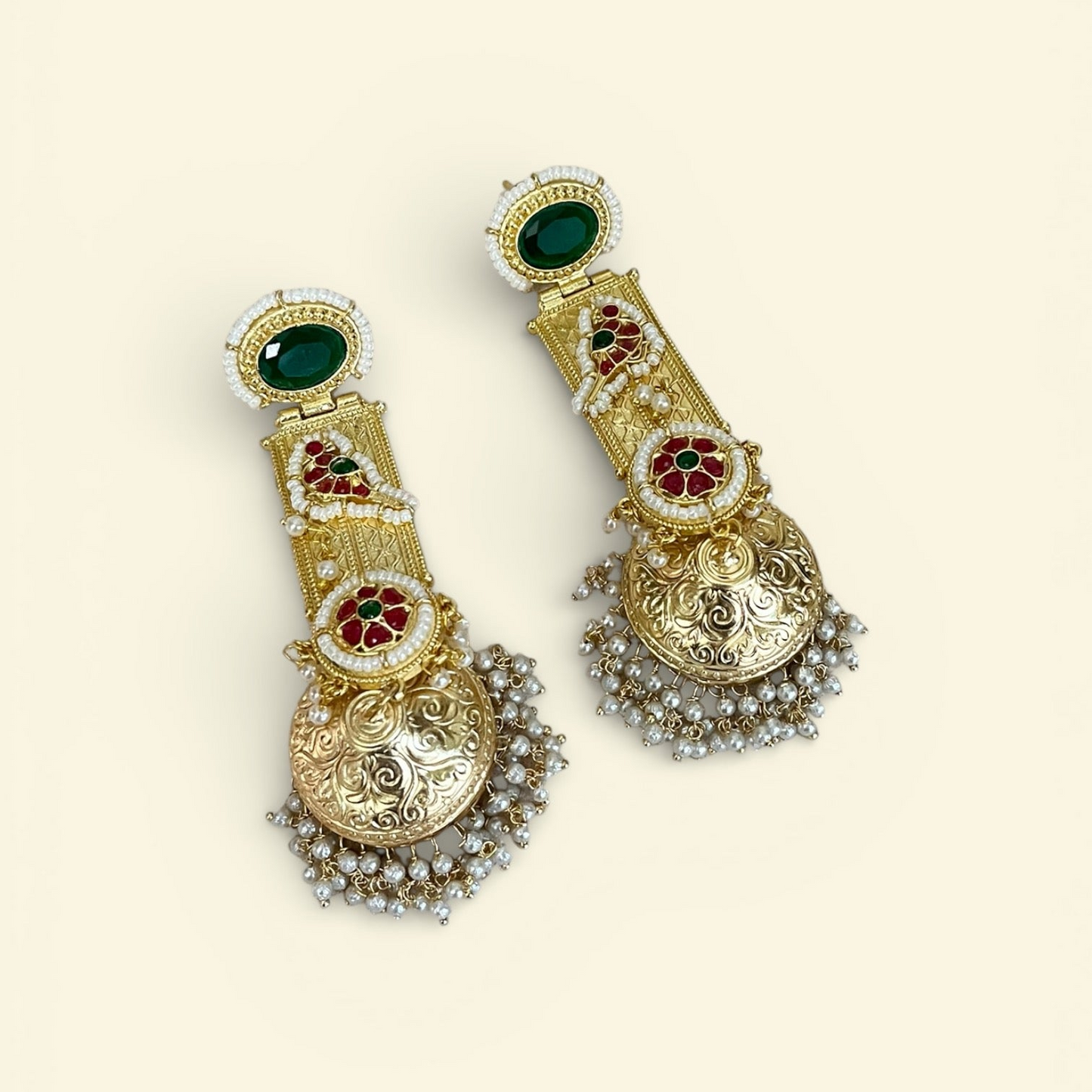 Pachi Kundan Jhumka Earrings