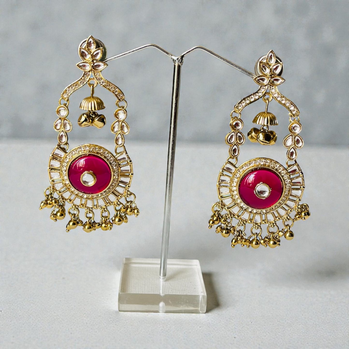 Ruby Pink Stone Earrings