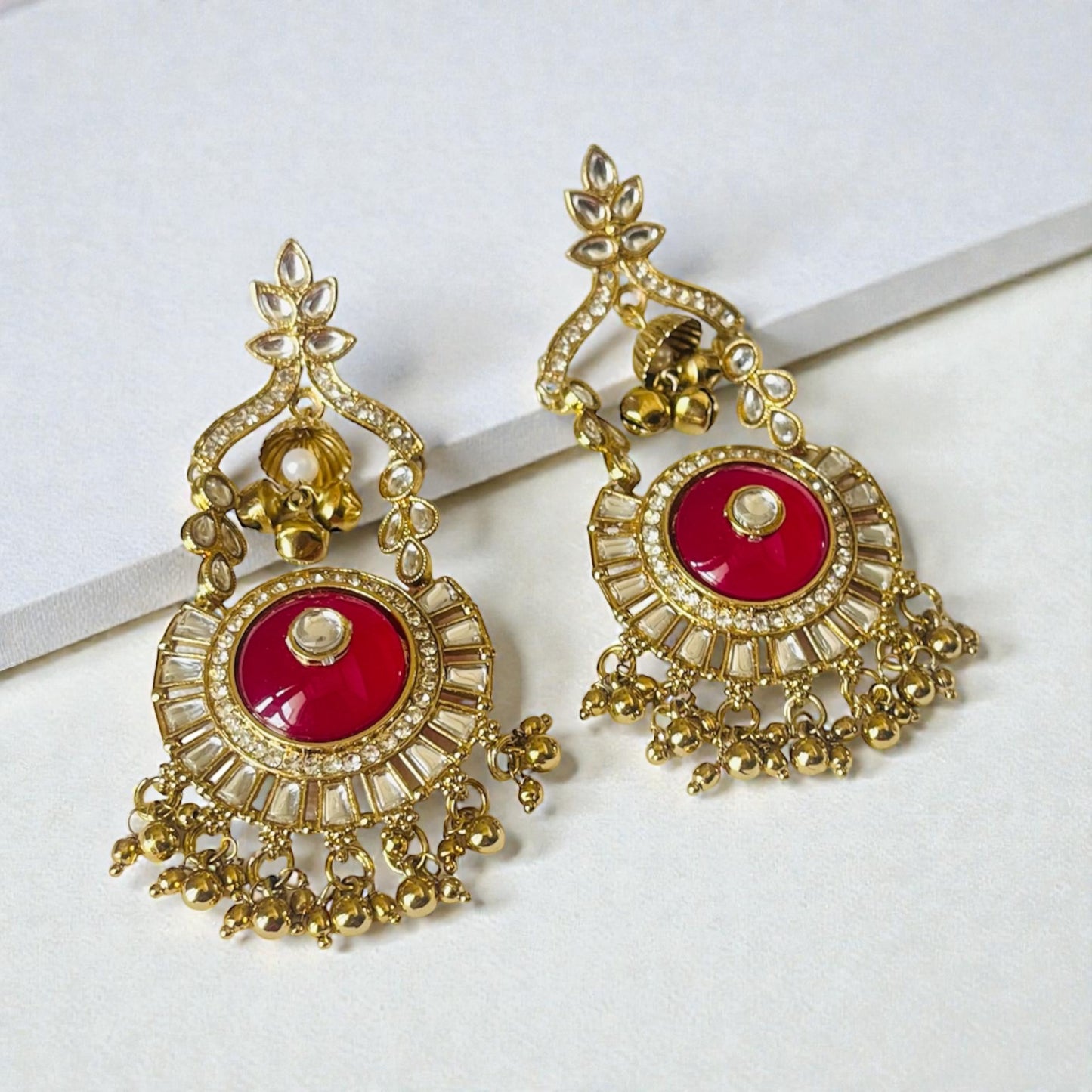 Ruby Pink Stone Earrings