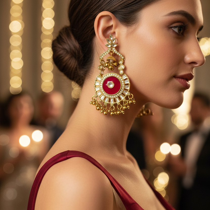 Ruby Pink Stone Earrings