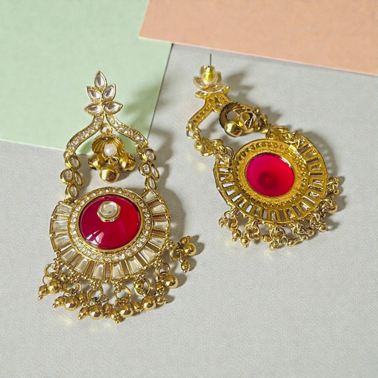 Ruby Pink Stone Earrings
