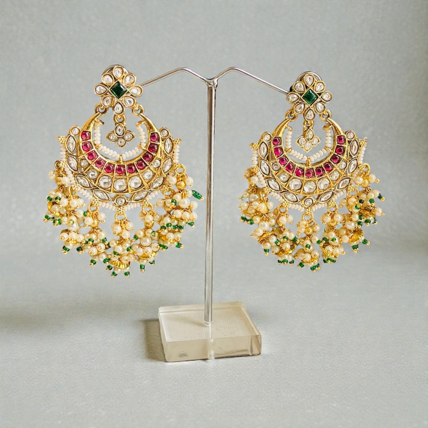 Kundan Stone Chandelier Earrings