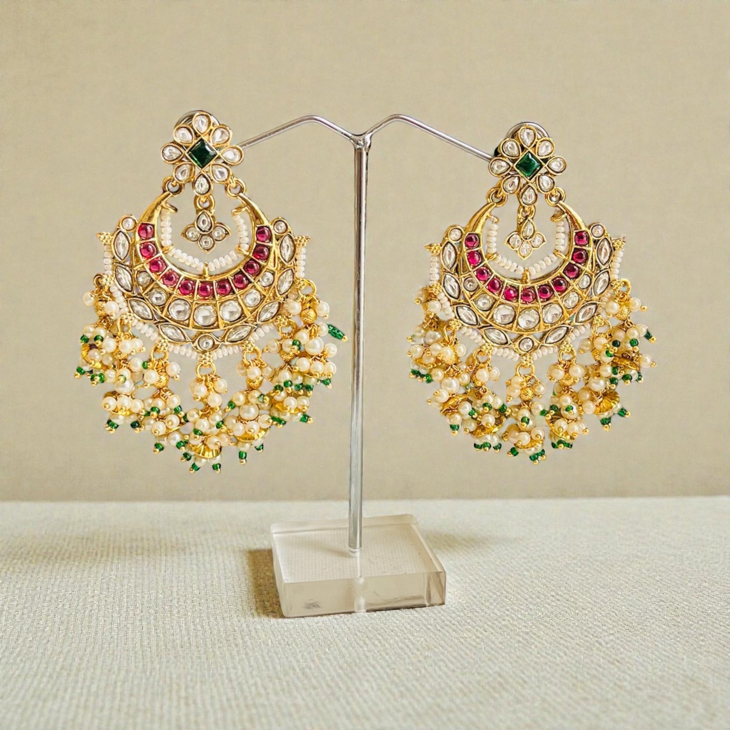 Kundan Stone Chandelier Earrings
