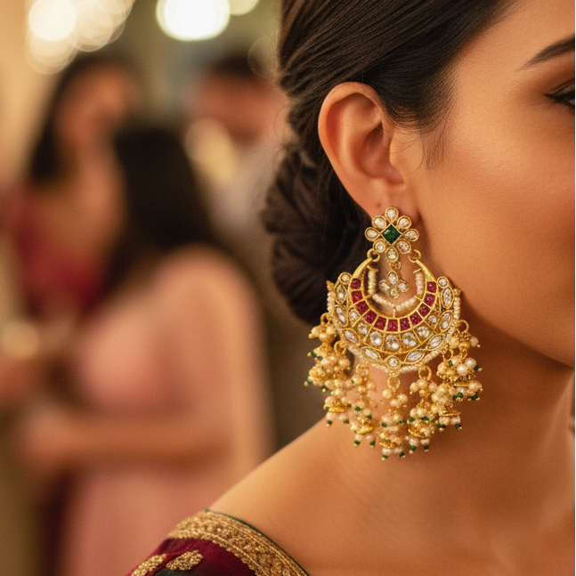 Kundan Stone Chandelier Earrings