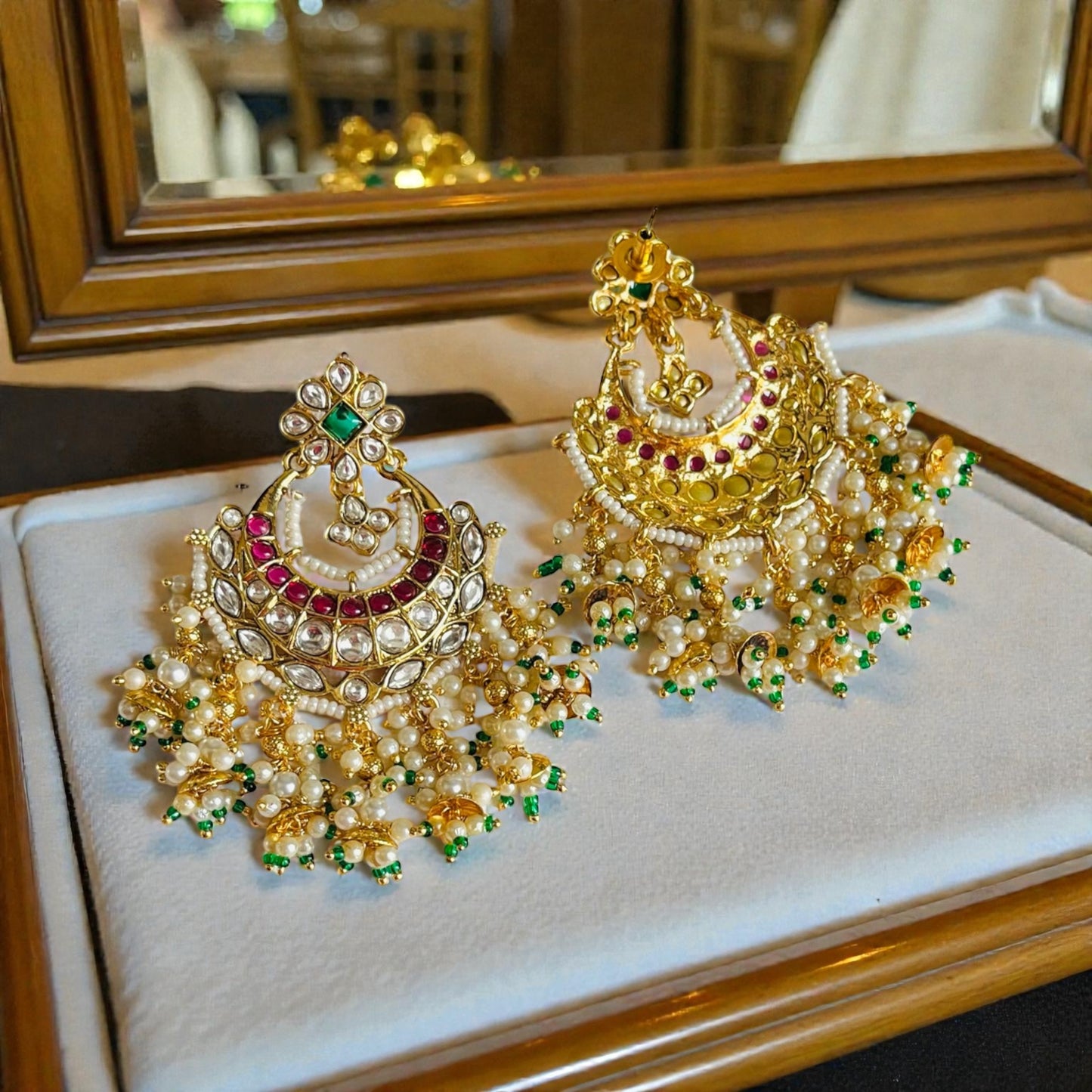Kundan Stone Chandelier Earrings