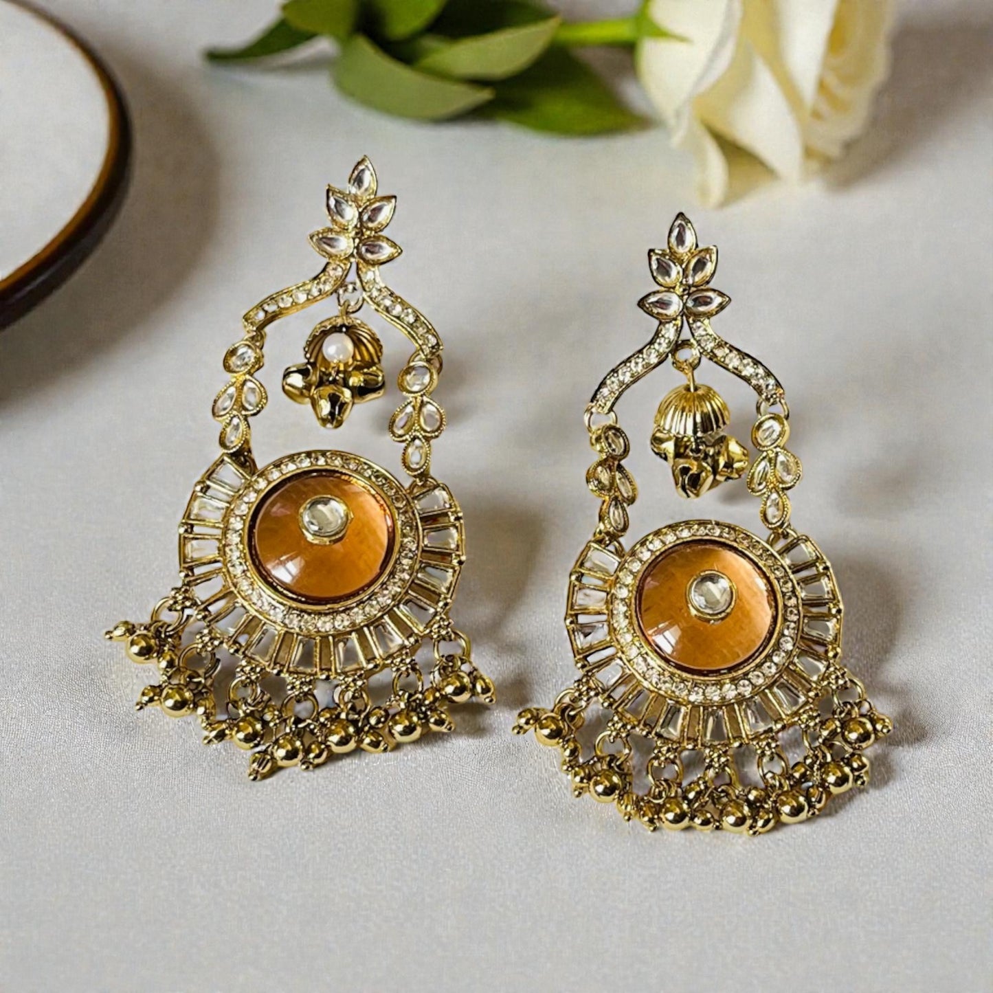 Rust Orange Stone Earrings