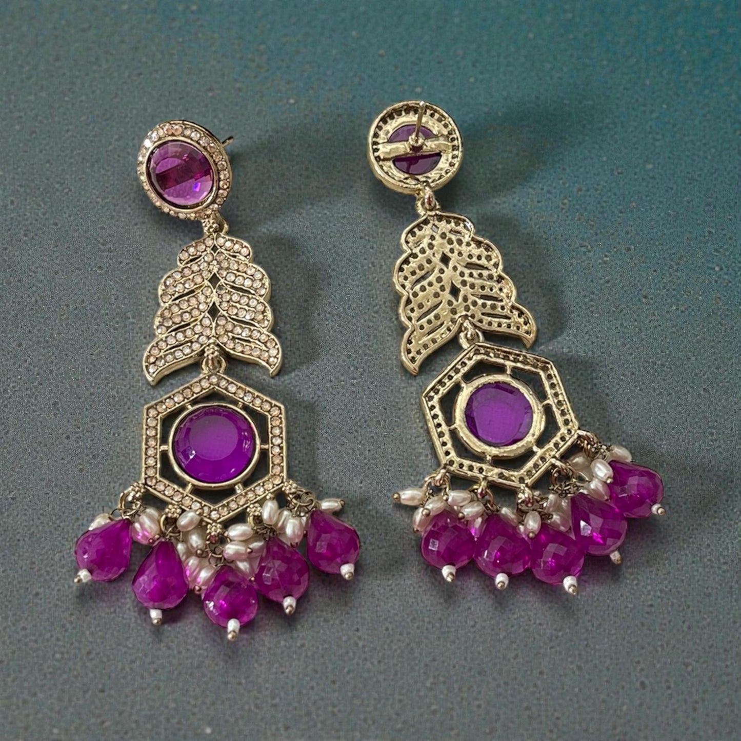 Kundan Zircon Drop Earrings
