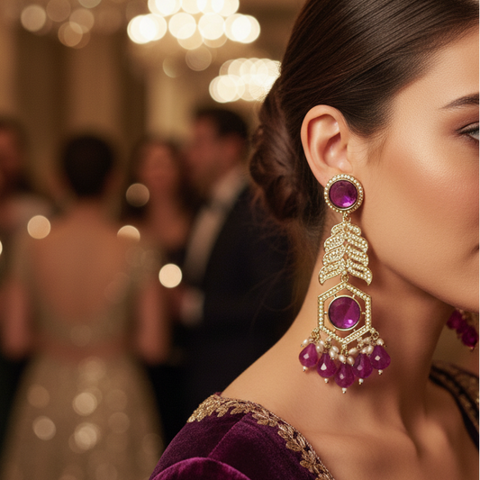 Kundan Zircon Drop Earrings