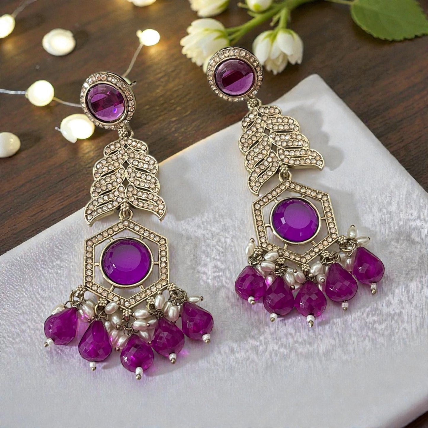 Kundan Zircon Drop Earrings
