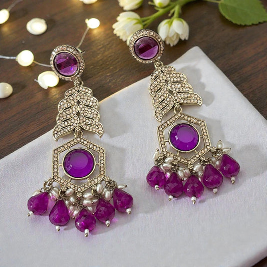 Kundan Zircon Drop Earrings