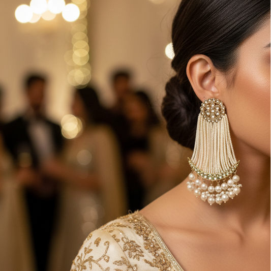 Chid Pearl Chandbali Earrings