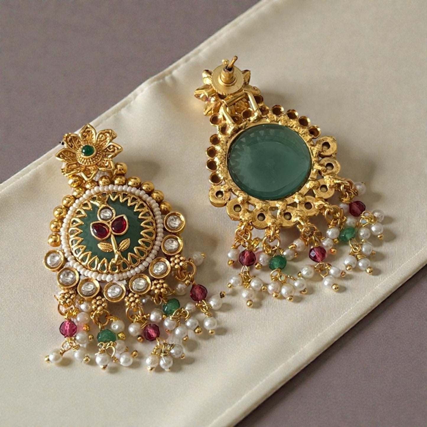 Gold Mint Drop Earrings