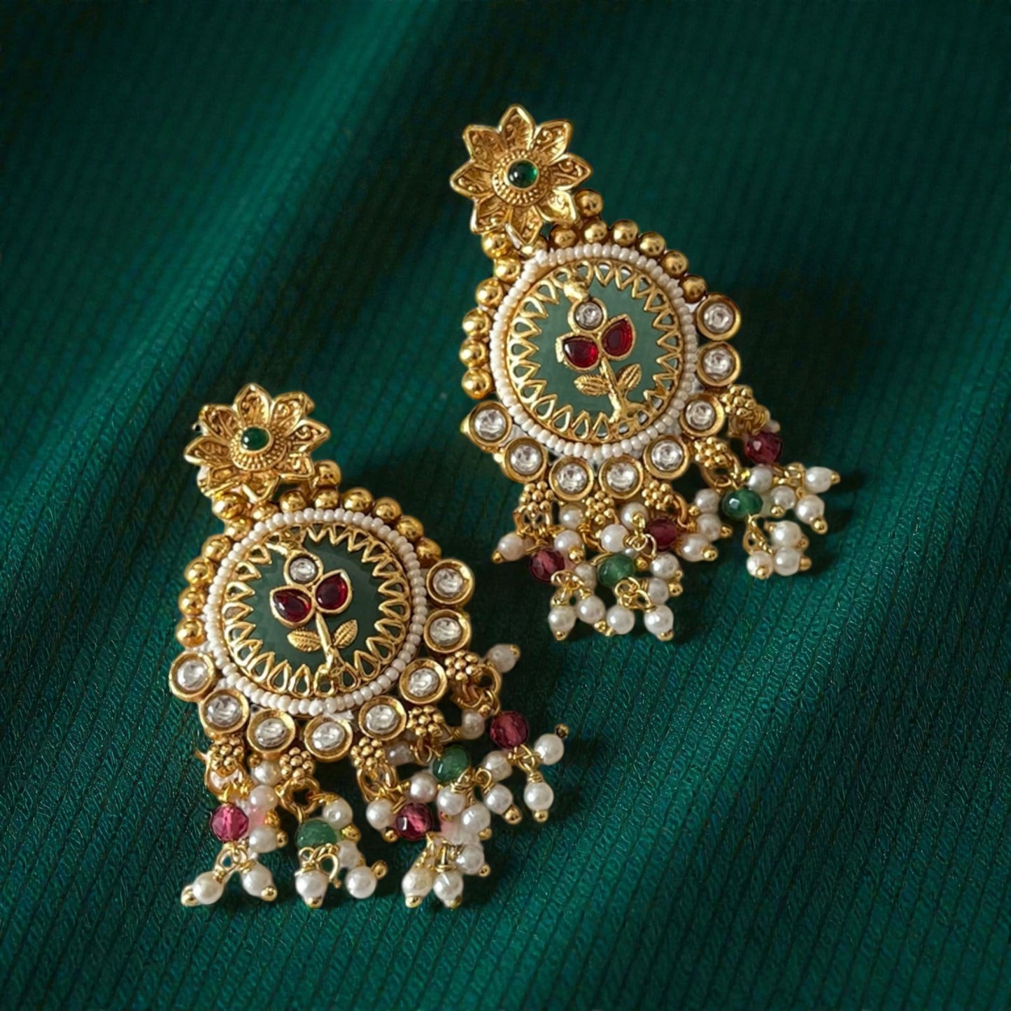 Gold Mint Drop Earrings