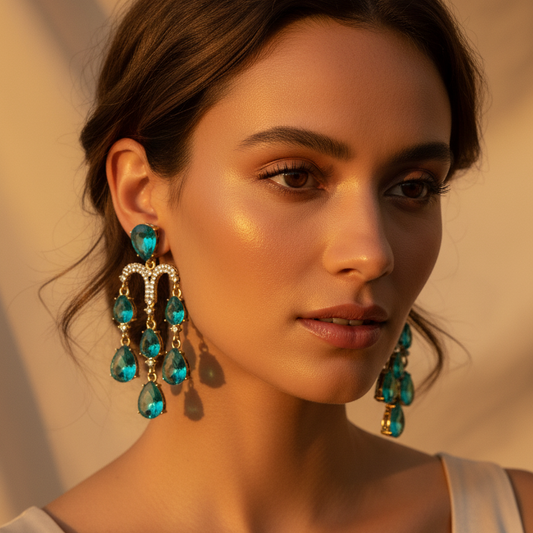 Stone Zircon Drop Earrings