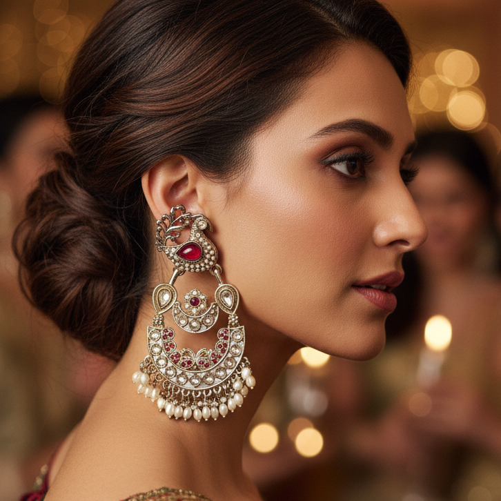 Peacock Chandbali Earrings