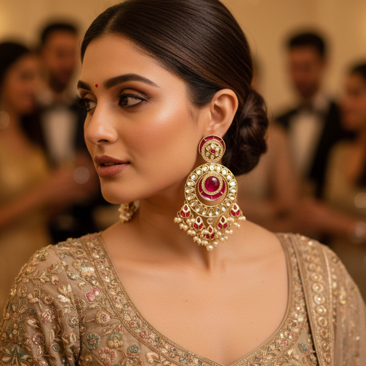 Kundan Stone Chandbali Earrings