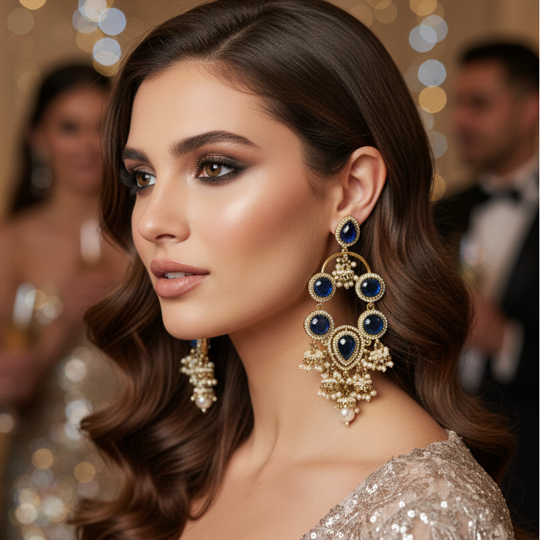 Statement Blue Stone Earrings