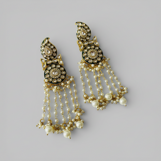 Kundan Pearl Drop Earrings