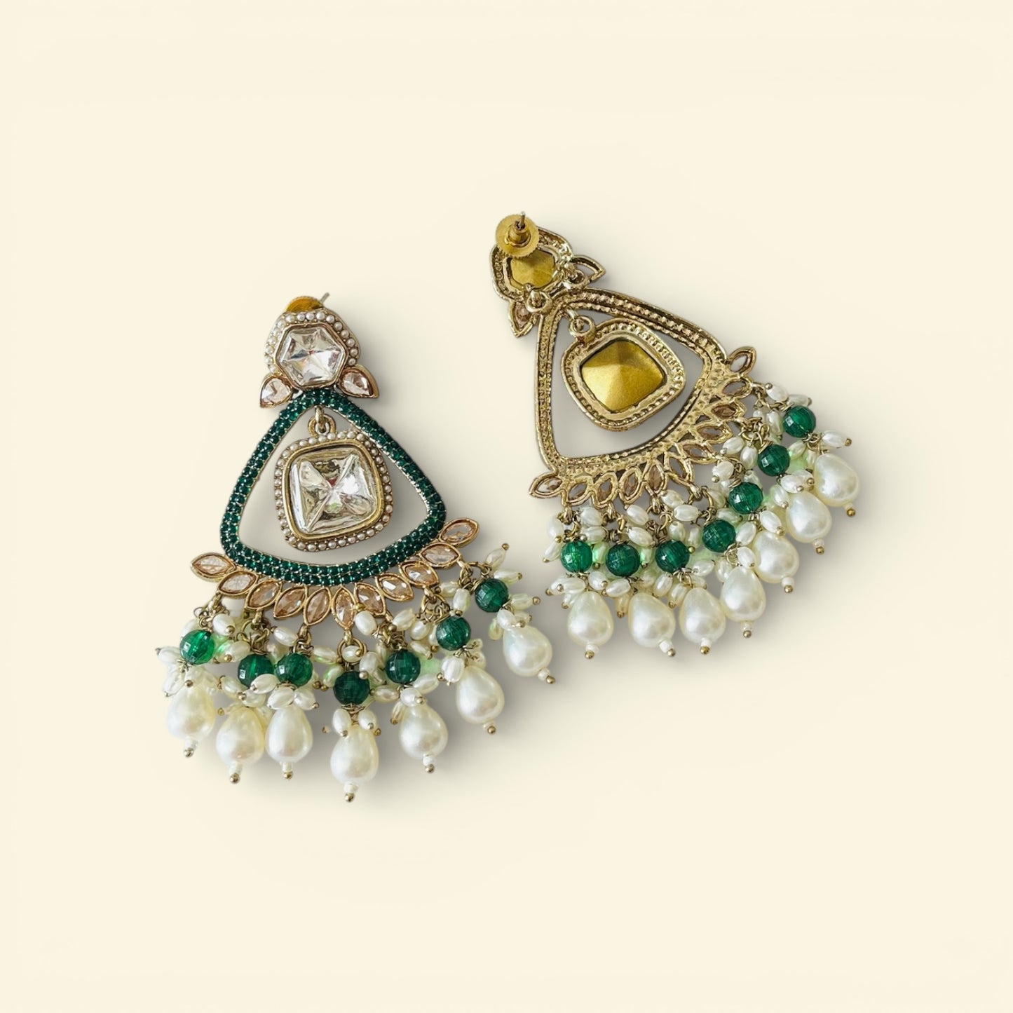 Kundan Pearl Chandbali Earrings