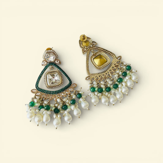 Kundan Pearl Chandbali Earrings