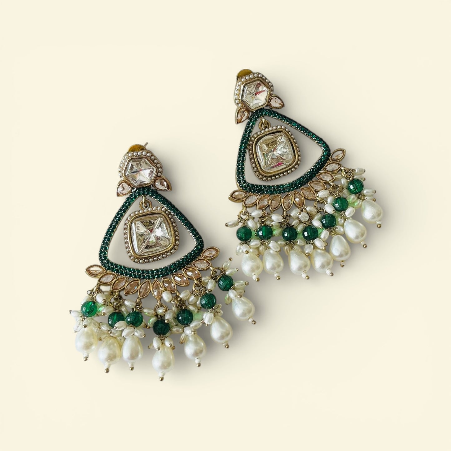 Kundan Pearl Chandbali Earrings