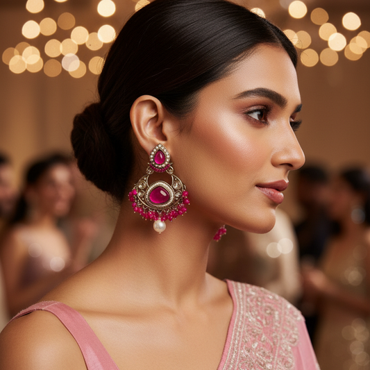 Kundan Small Chandbali Earrings