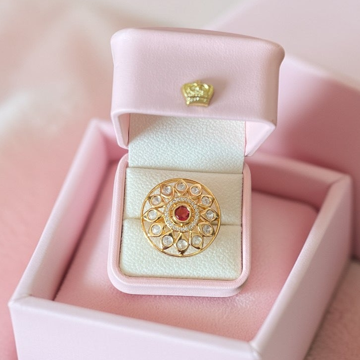 Red & White Stone Ring