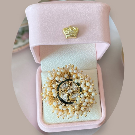 Kundan Pearl Statement Ring
