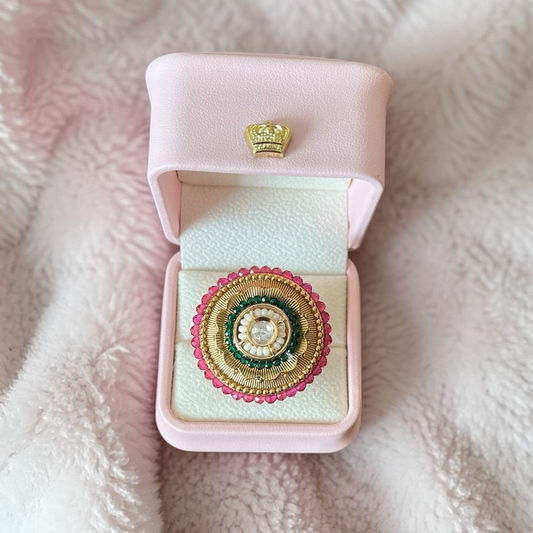 Gold Beads Statement Ring