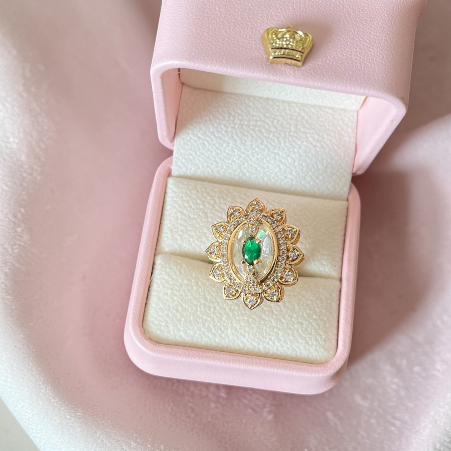 Green Stone Zircon Ring