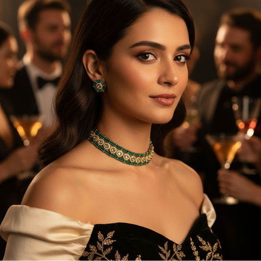 Moissanite Beads Choker Necklace Set