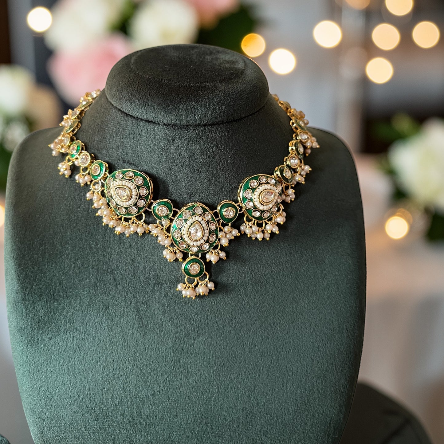 Meenakari Sleek Stone Necklace Set
