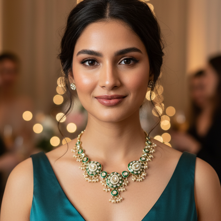 Meenakari Sleek Stone Necklace Set